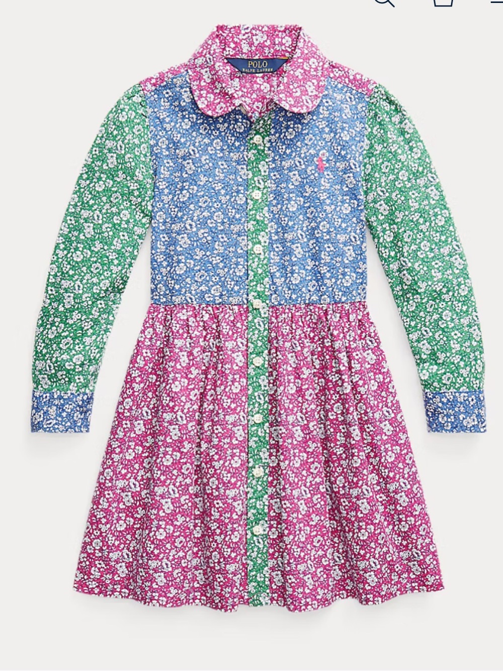 Polo by Ralph Lauren Mixed-Print Floral Shirt Dress - Pink, Blue, Green